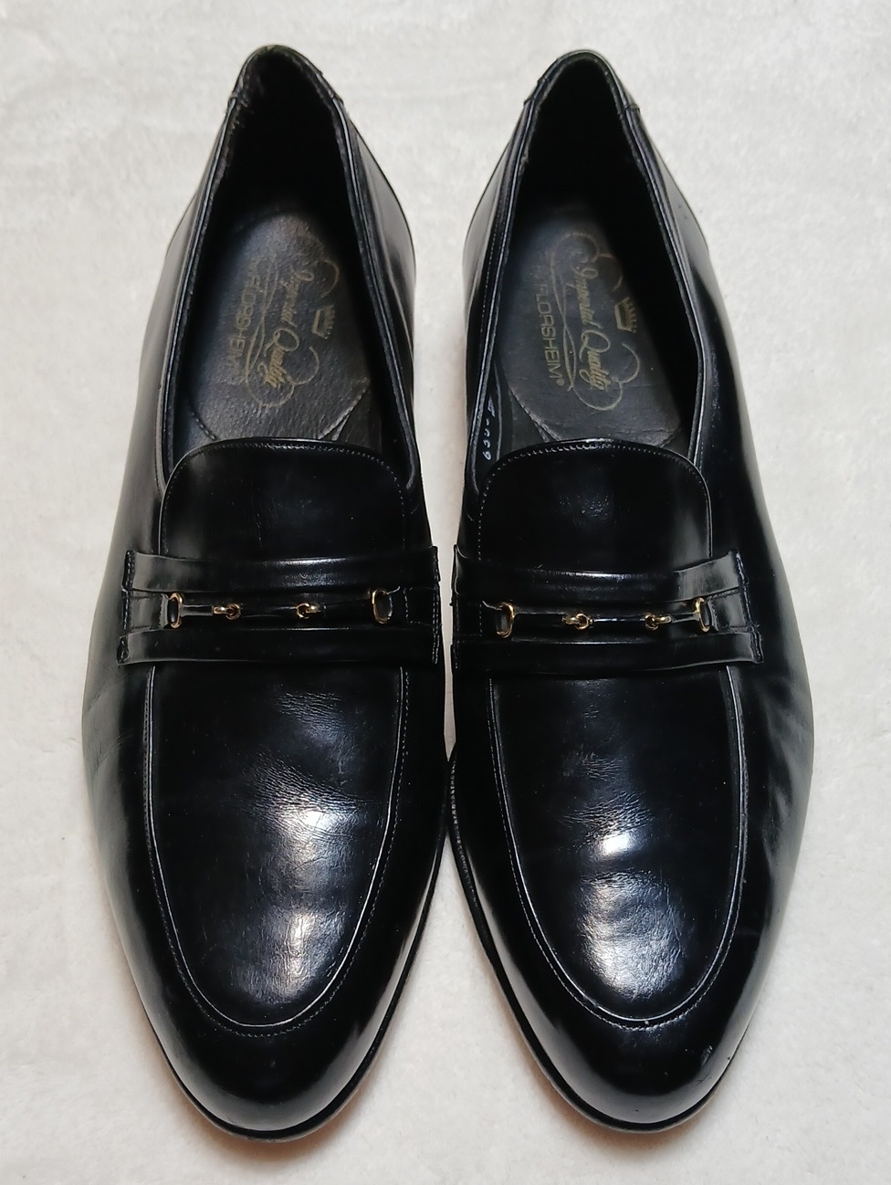Imperial Quality By Florsheim Black Leather Slip-On Loafers Size 10.5 D Mens